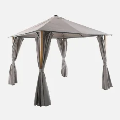 Gazebo em alumínio 3x3m com cortinas e LED