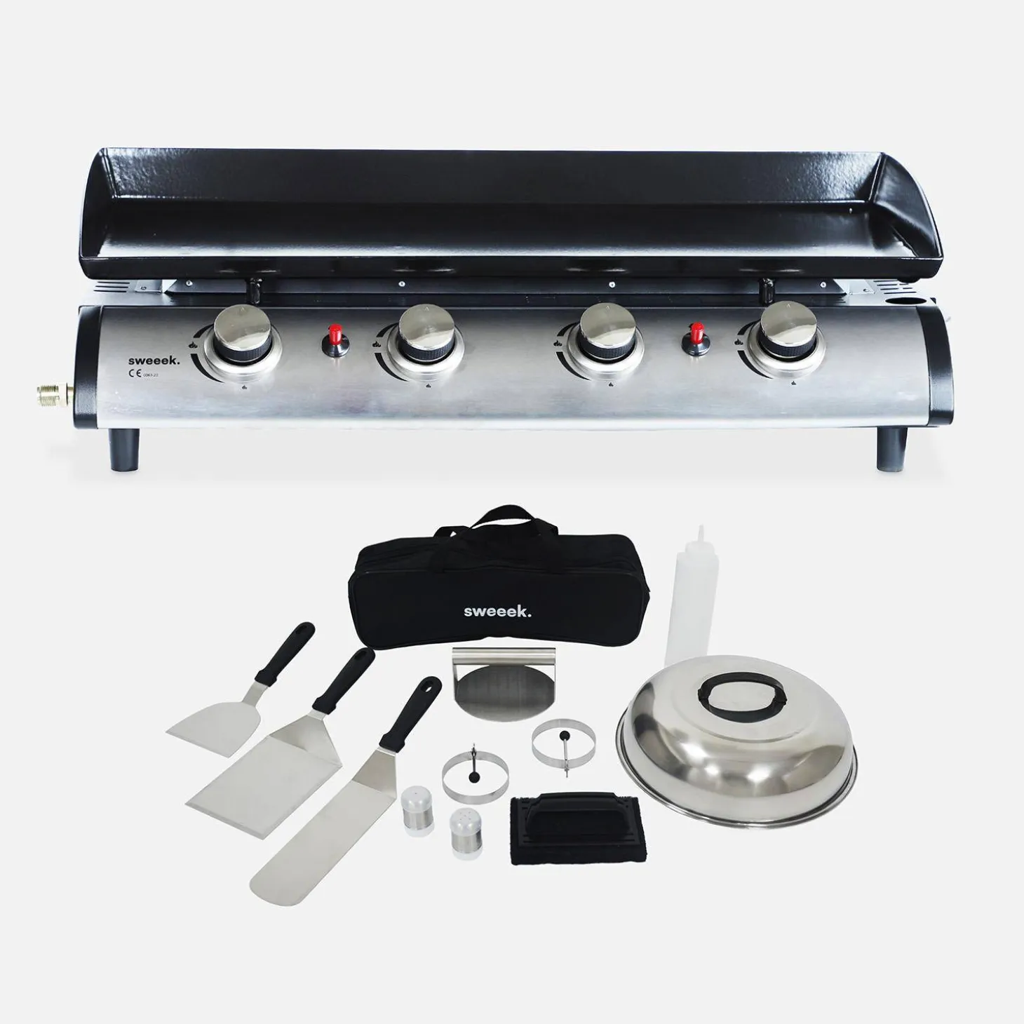 Grelhador a gás 4 queimadores inox 10kW com utensílios