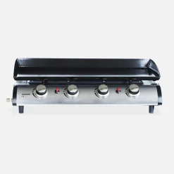 Grelhador a gás 4 queimadores inox 10kW com carrinho com carrinho e utensílios