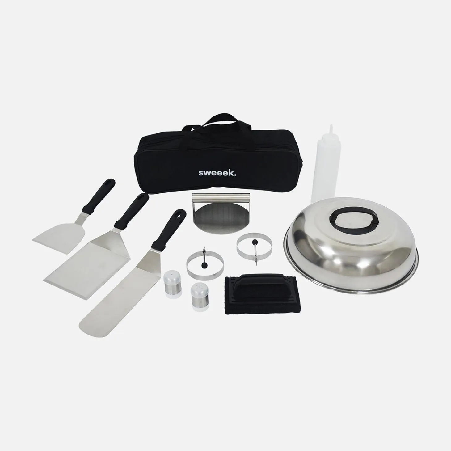 Grelhador a gás 4 queimadores inox 10kW com carrinho com carrinho e utensílios