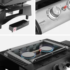 Grelhador a gás 2 queimadores inox 5kW com carrinho