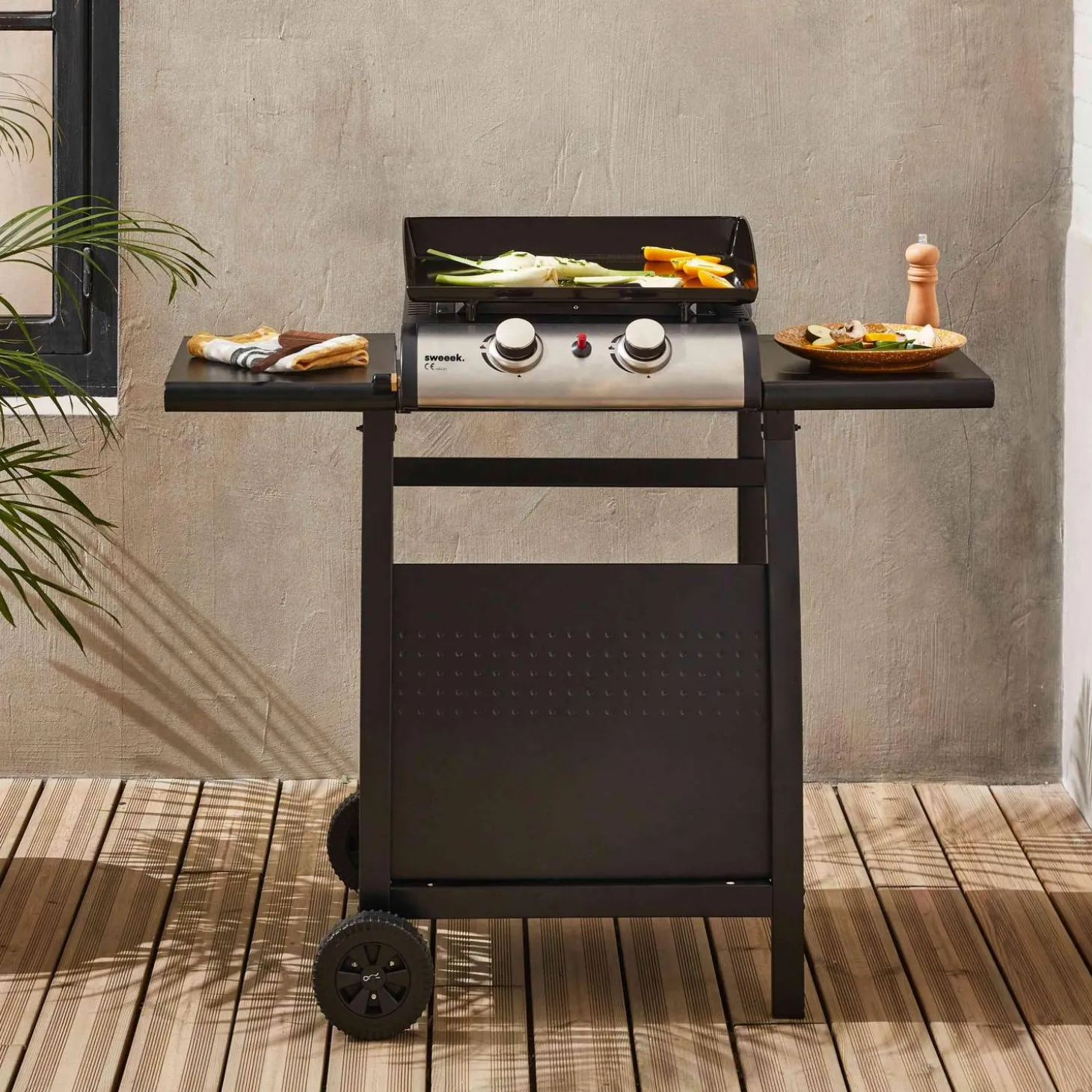 Grelhador a gás 2 queimadores inox 5kW com carrinho