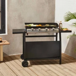 Grelhador a gás 4 queimadores inox 10kW com carrinho