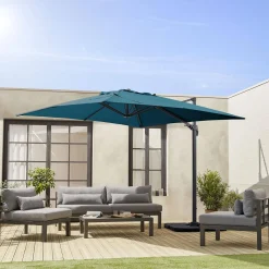 Guarda-sol quadrado excêntrico, 3x3m + placas de lastro 50x50cm