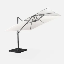 Guarda-sol quadrado excêntrico, 3x3m + placas de lastro 50x50cm