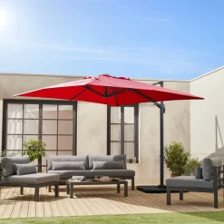Guarda-sol quadrado excêntrico, 3x3m + placas de lastro 50x50cm