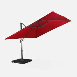 Guarda-sol quadrado excêntrico, 3x3m + placas de lastro 50x50cm