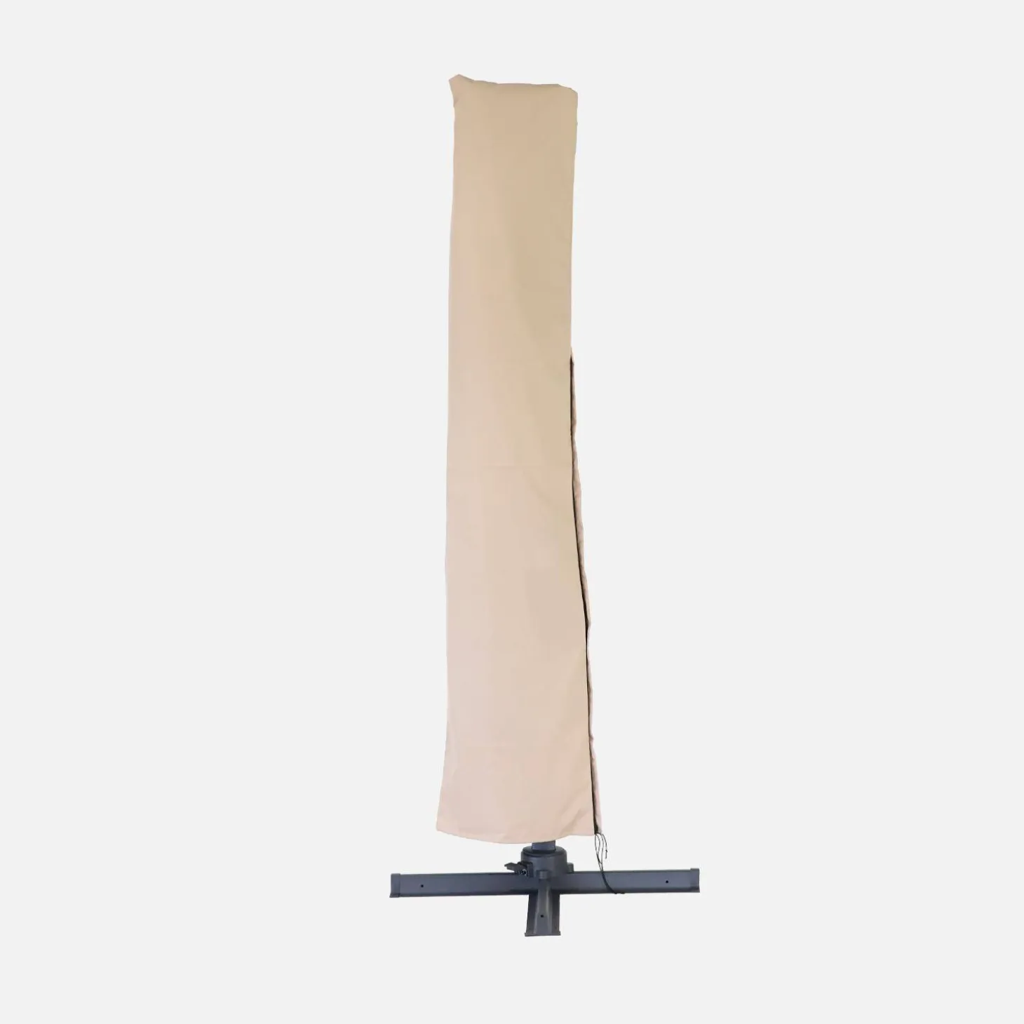 Guarda-sol quadrado excêntrico com mastro efeito madeira, 3x3m