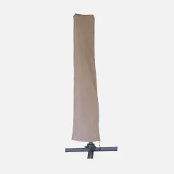 Guarda-sol quadrado excêntrico com mastro efeito madeira, 3x3m