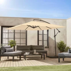 Guarda-sol quadrado excêntrico, 3x3m
