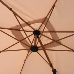Guarda-sol quadrado excêntrico com mastro efeito madeira, 3x3m + base com peso