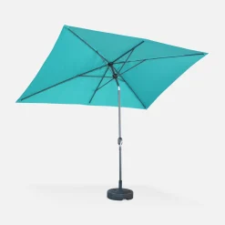 Guarda-sol retangular com mastro efeito madeira, 2x3m