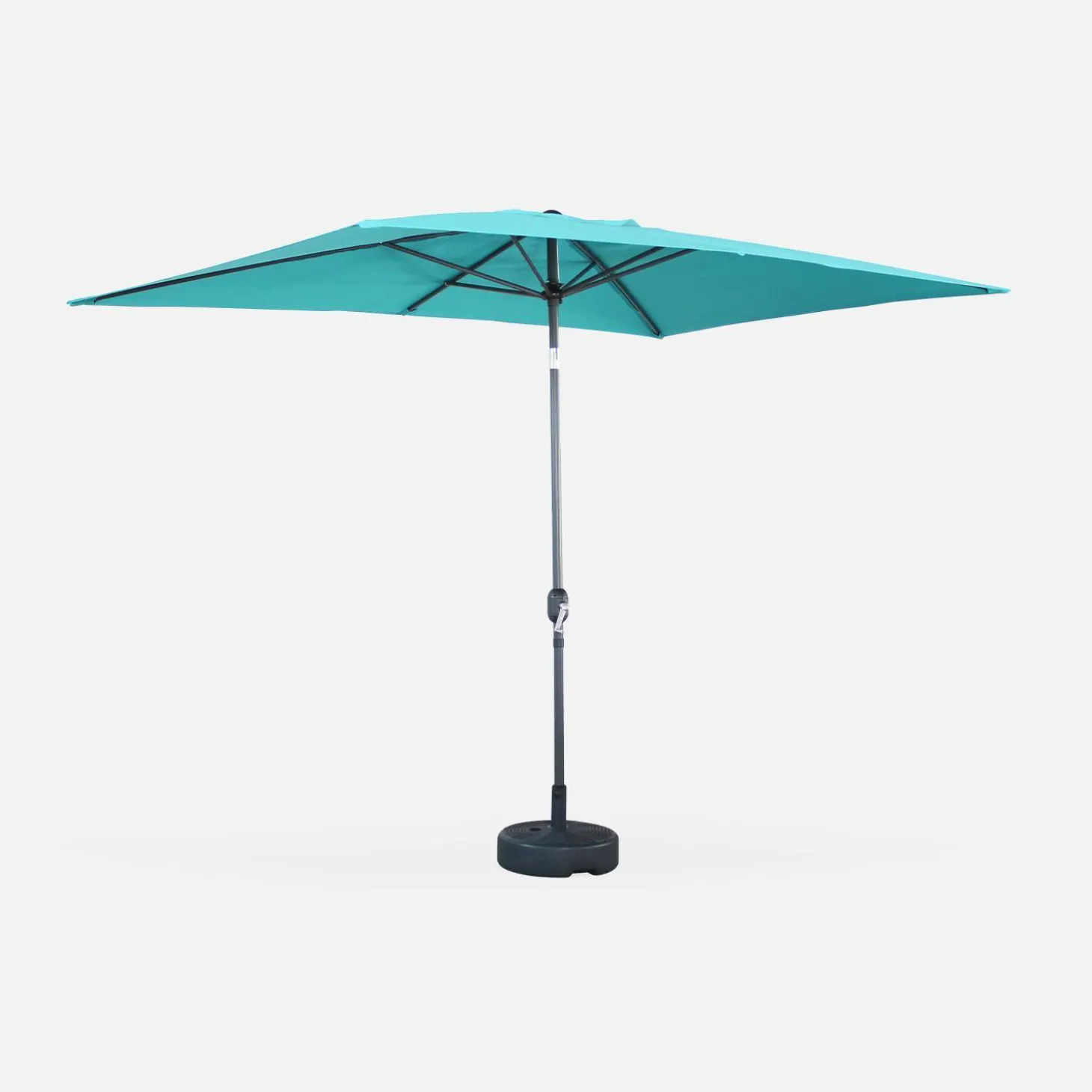 Guarda-sol retangular com mastro efeito madeira, 2x3m