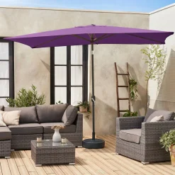 Guarda-sol retangular com mastro efeito madeira, 2x3m