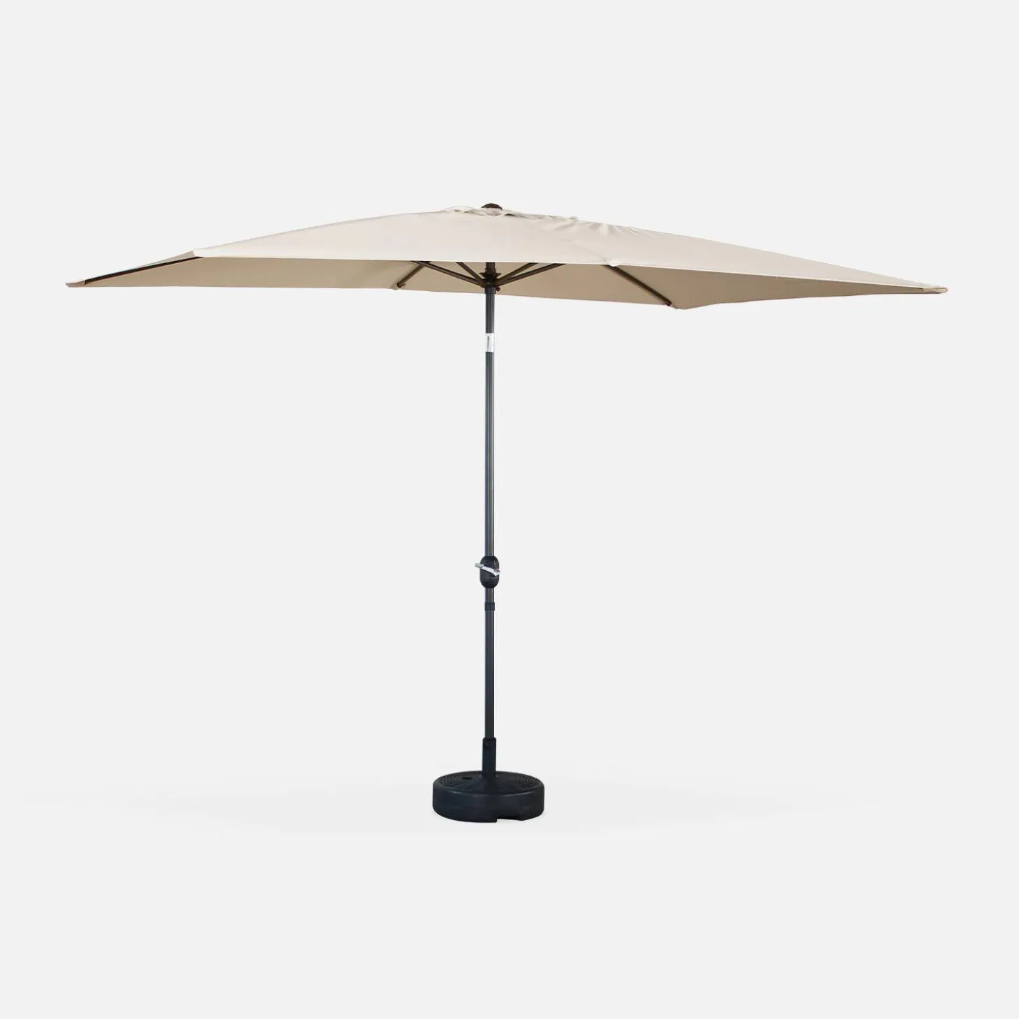 Guarda-sol retangular com mastro efeito madeira, 2x3m