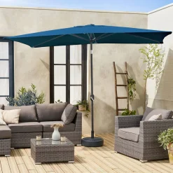 Guarda-sol retangular com mastro efeito madeira, 2x3m