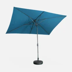 Guarda-sol retangular com mastro efeito madeira, 2x3m