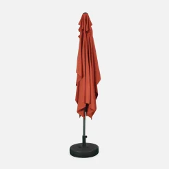 Guarda-sol retangular com mastro efeito madeira, 2x3m