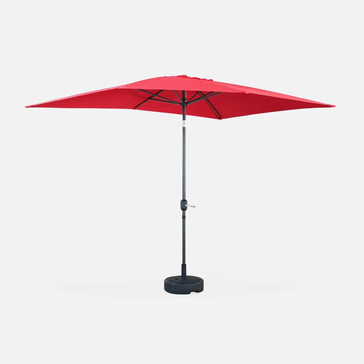 Guarda-sol retangular com mastro efeito madeira, 2x3m