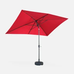 Guarda-sol retangular com mastro efeito madeira, 2x3m