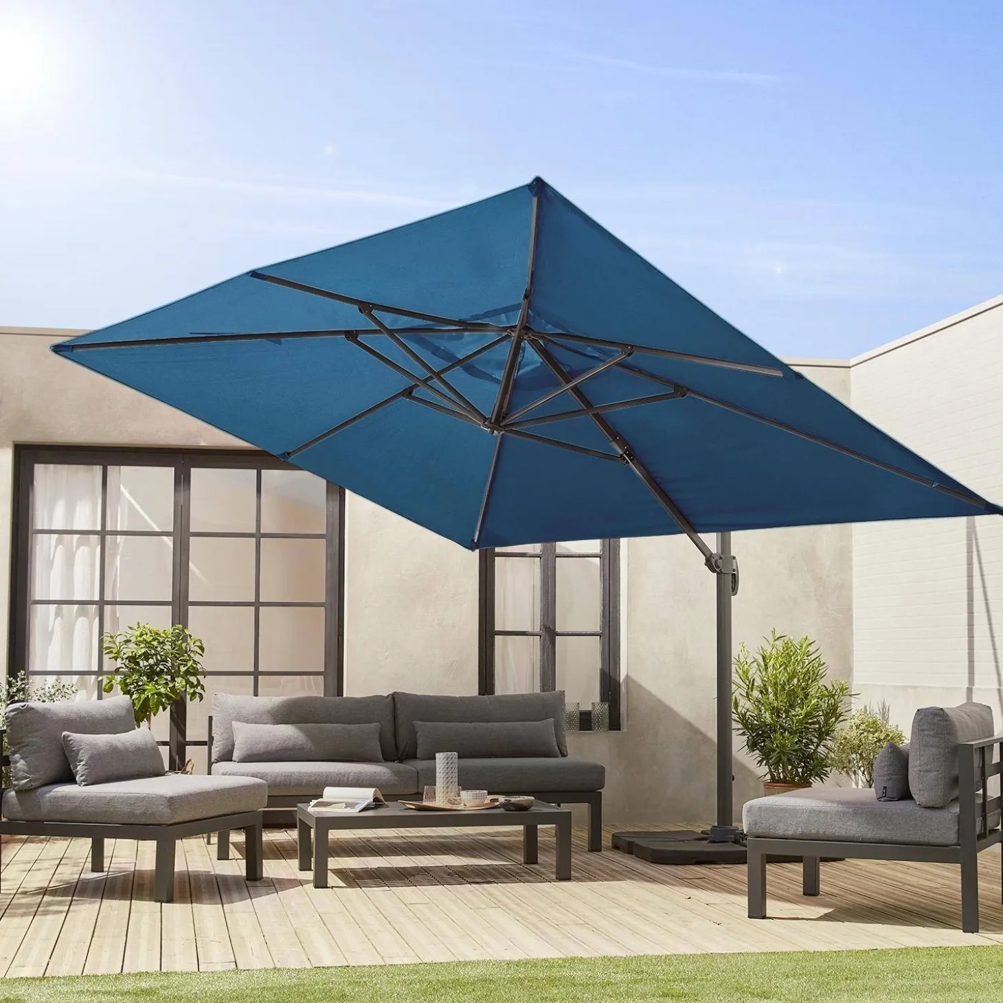 Guarda-sol retangular excêntrico, 3x4m