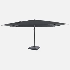 Guarda-sol retangular excêntrico, 3x4m + capa de proteção e placas de peso 98x98cm