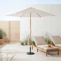 Guarda-sol retangular mastro efeito madeira, 3x3m