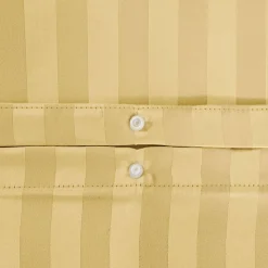 Jogo de cama de poliéster efeito cetim com finas riscas para amarelo, 2 lugares