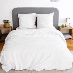 Jogo de cama em microfibra lavada branco