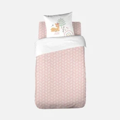 Jogo de cama reversível de microfibra estampado floresta encantada, 1 praça