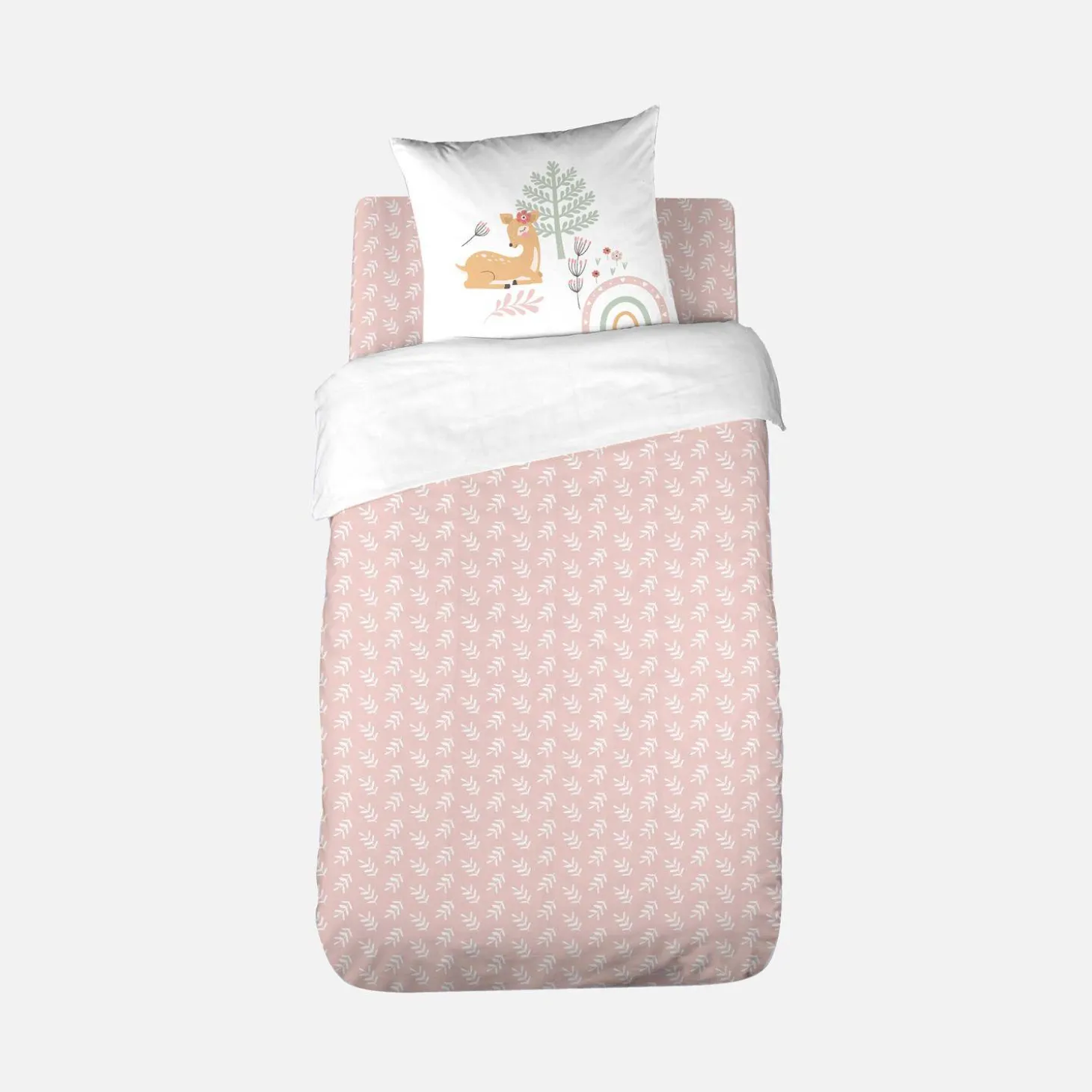 Jogo de cama reversível de microfibra estampado floresta encantada, 1 praça