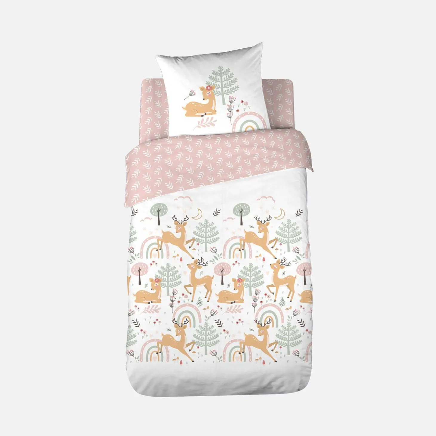 Jogo de cama reversível de microfibra estampado floresta encantada, 1 praça