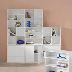 Kit prateleira, estante modular decorativa madeira, 9 elementos