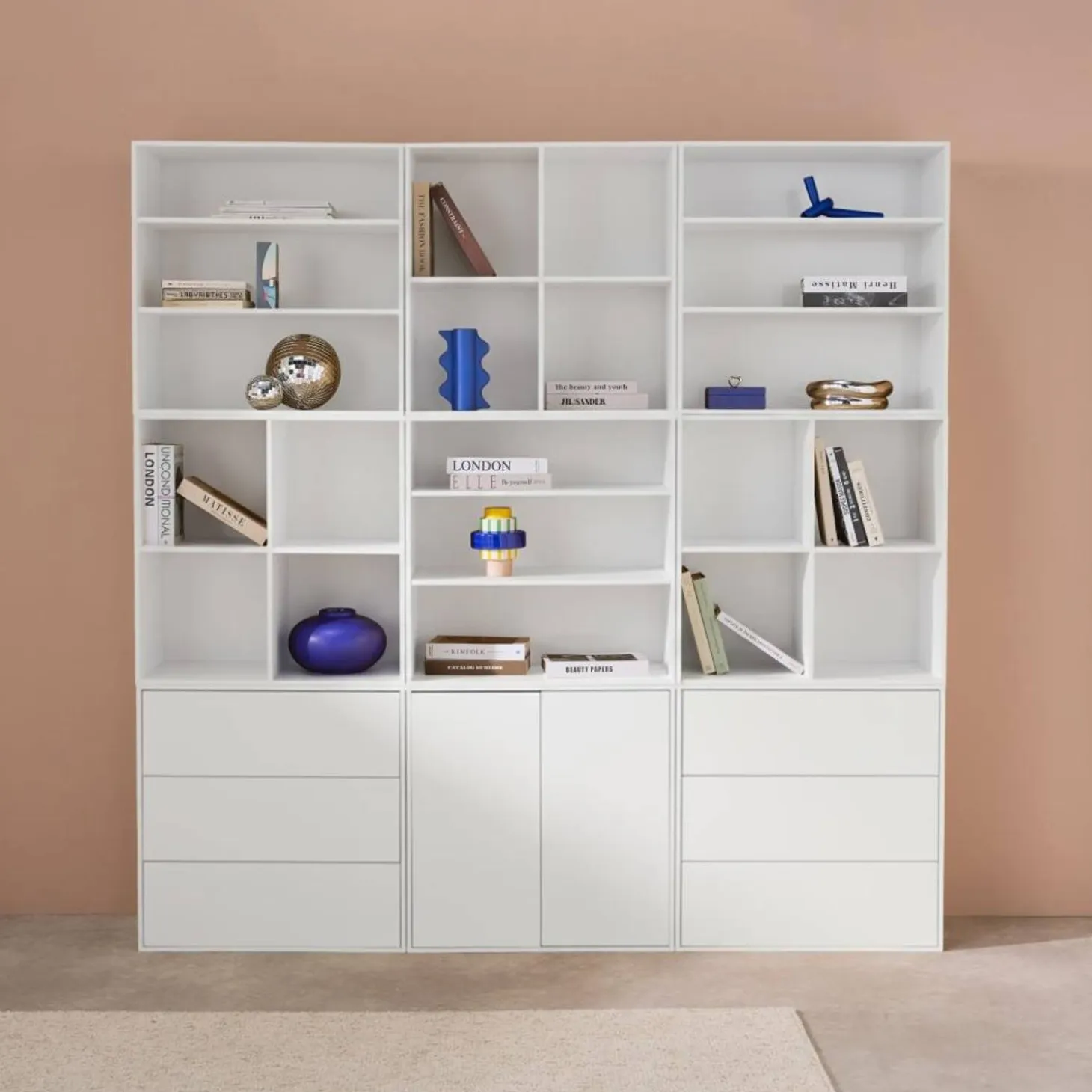 Kit prateleira, estante modular decorativa madeira, 9 elementos