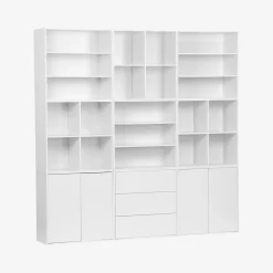 Kit prateleira, estante modular decoração madeira, 9 elementos