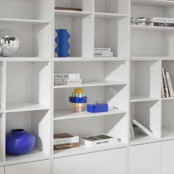 Kit prateleira, estante modular decoração madeira, 9 elementos