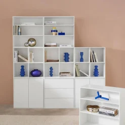 Kit prateleira, estante modular decoração madeira, 9 elementos