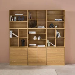 Kit prateleira, estante modular decorativa madeira, 9 elementos