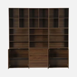 Kit prateleira, estante modular decoração madeira, 9 elementos