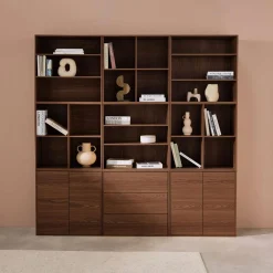 Kit prateleira, estante modular decoração madeira, 9 elementos