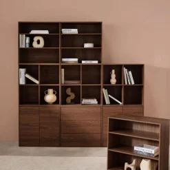Kit prateleira, estante modular decoração madeira, 9 elementos