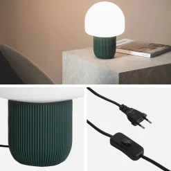 Lâmpada de mesa interior resina e PVC Ø18cm