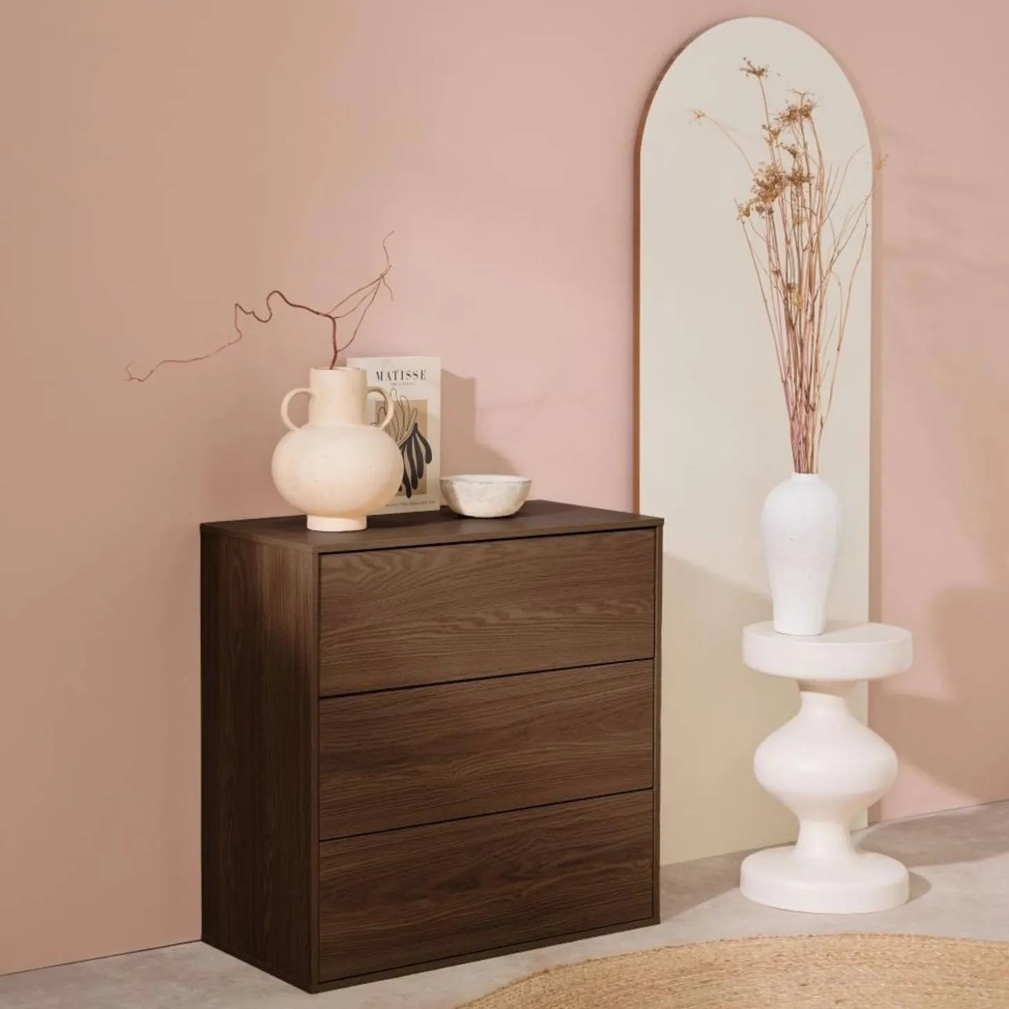Módulo de armazenamento decor madeira, 3 gavetas
