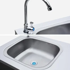 Módulo de cozinha exterior em aço com lava-loiças, L120cm