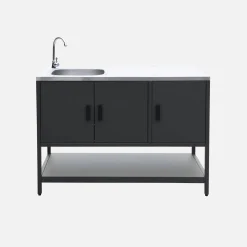 Módulo de cozinha exterior em aço com lava-loiças, L120cm