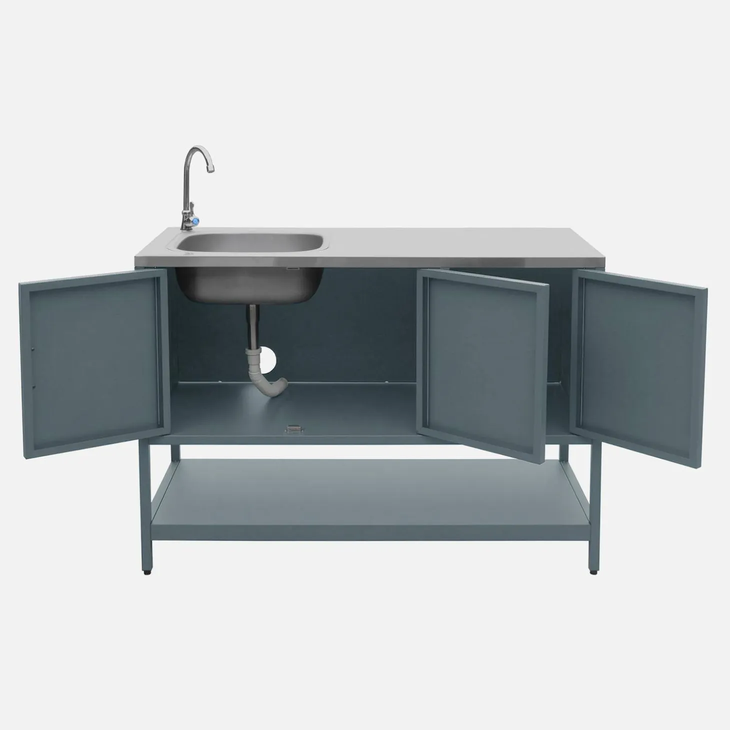 Módulo de cozinha exterior em aço com lava-loiças, L120cm