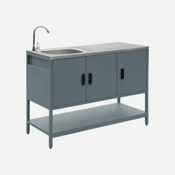 Módulo de cozinha exterior em aço com lava-loiças, L120cm