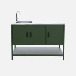 Módulo de cozinha exterior em aço com lava-loiças, L120cm