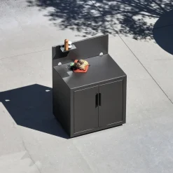Módulo de cozinha exterior em aço com 2 portas e 1 gancho, 80cm