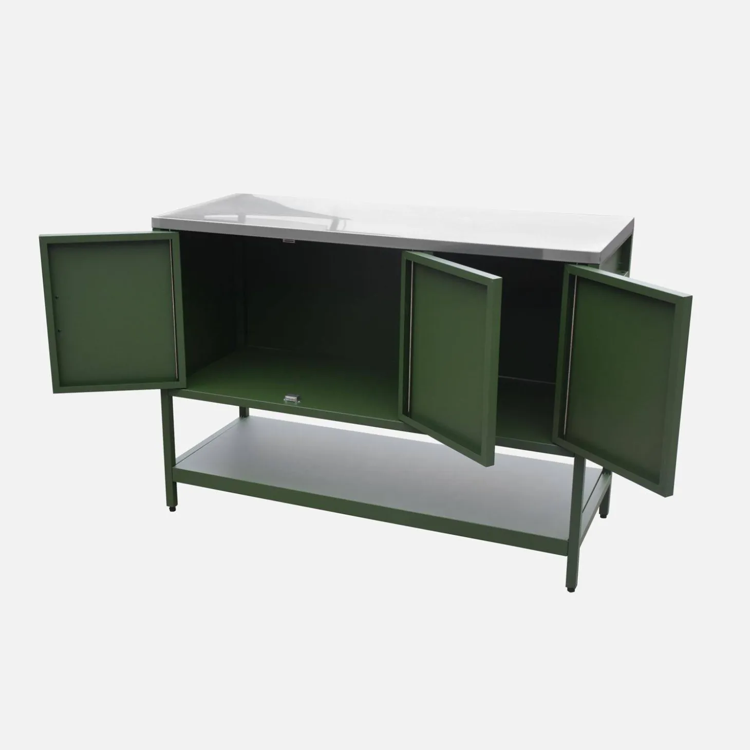 Módulo de ilha para cozinha exterior em aço com 3 portas e 1 prateleira, 120cm